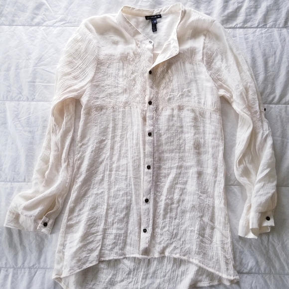 Romantic Linen & Lace ◇ Cream Boho Button Down Tunic - Picture 5 of 5
